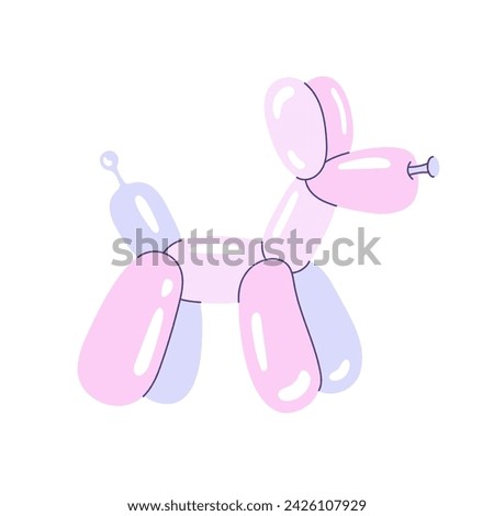 Cute Balloon Dog. Cartoon Bubble Animal in Pink Color Isolated on White Background. Design Element for Poster, Card, Invitation, T-shirt Print, Wall decor. Vector Illustration in cartoon design