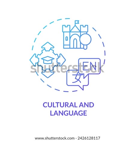 2D gradient cultural and language icon, creative isolated vector, thin line illustration representing extracurricular activities.