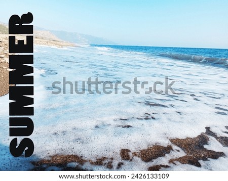 sea wave , beach view of the coast, mas blue clean sea water, seascape against the background, summer has come