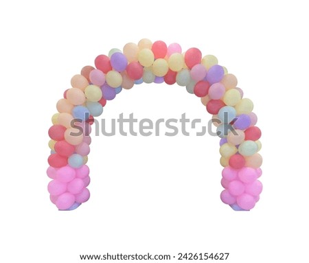 Colorful pastel balloon arch isolated on white background Royalty-Free Stock Photo #2426154627
