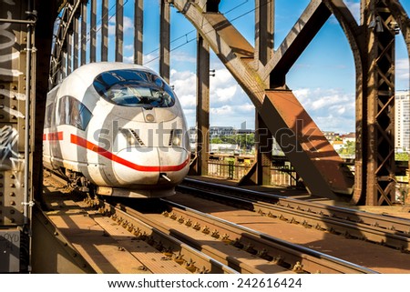 Electric InterCity Express in Frankfurt, Germany in a summer day Royalty-Free Stock Photo #242616424
