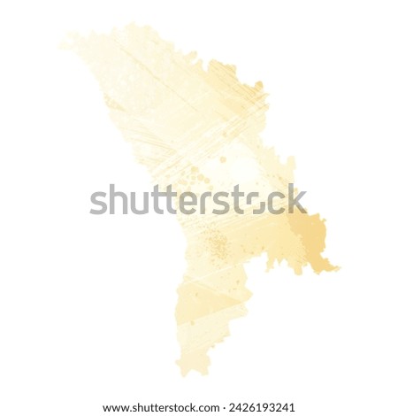High detailed vector map. Moldova. Watercolor style. Banana color. Pastel yellow. Delicate yellow.