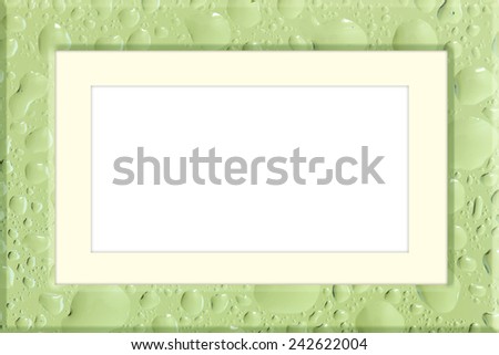 Water droplets picture frame isolated on white background