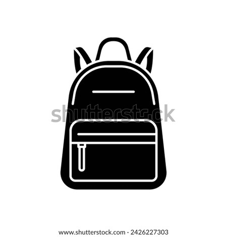 Backpack icon. Simple solid style. Bag, school, back, pack, schoolbag, knapsack, student concept. Black silhouette, glyph symbol. Vector illustration isolated. Royalty-Free Stock Photo #2426227303