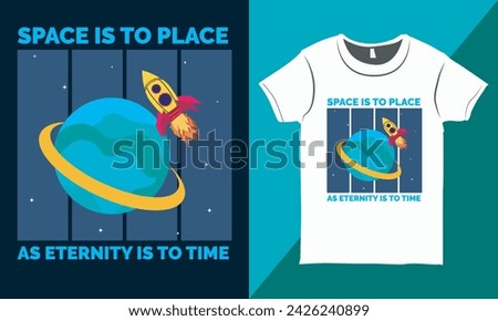 Space Theme Vector Illustrations shirt design, T-shirt Design with Rocket, Design for Casual Shirts Wear