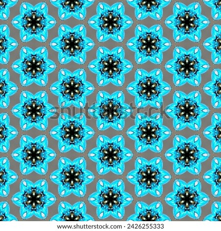 geometric smooth pattern of six blue stars for fabric print design, batik, wallpaper, batik
