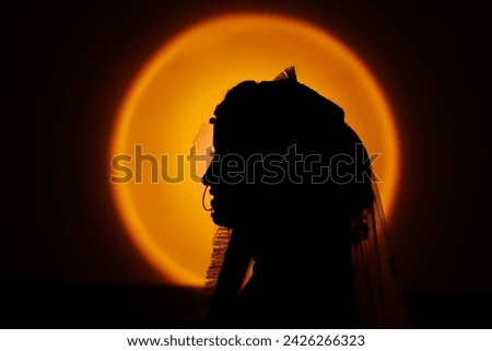 Indian bride silhouette view in dark