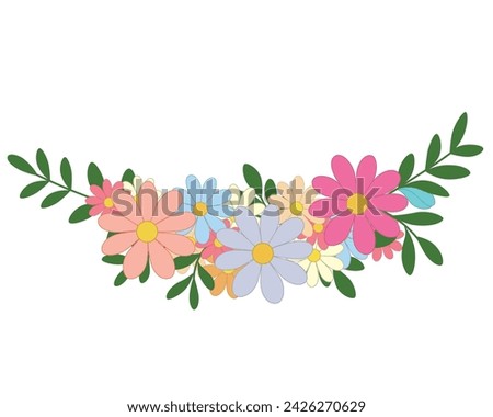 Decorative floral clip art design on white background. Graphic element for decoration.
