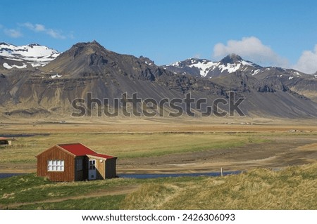 Timber buildings at budir, snaefellsnes peninsula, north west area, iceland, polar regions