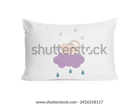 Soft pillow with printed cute elephant isolated on white