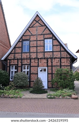 Historic half-timbered house in a small town in North Rhine-Westphalia Royalty-Free Stock Photo #2426319595