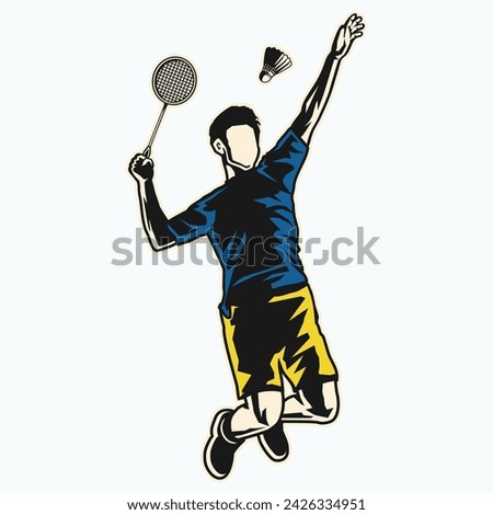 Dynamic Flat Vector Design: People Playing Badminton - Ideal for T-Shirt, Mockup, Clip Art, Sticker, Logo, and Mascot