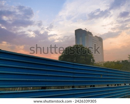 blue boundary and building in the evening 