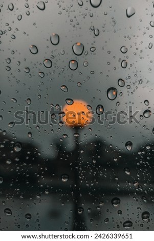 Picture taken in the car during rainy weather. The