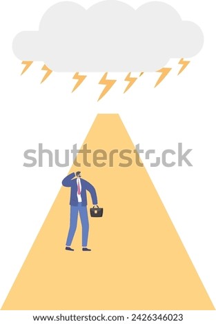Businessman facing storm. Concept business vector illustration, Storm Cloud, Challenge, Risk.
 Royalty-Free Stock Photo #2426346023