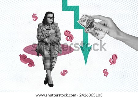 Photo sketch collage picture of stressed lady fired because of financial crisis isolated graphical white color background