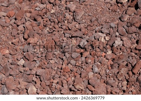 Red volcanic rock texture close up. Geology of Canary Islands