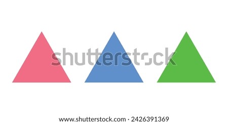 Set of equilateral triangle in mathematics. Three sides with same length. Geometric shape. Science lessons for your classroom.