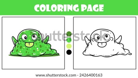 Green cute monster character coloring for kids vector illustration