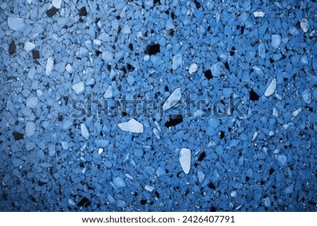 Processed collage of navy blue terrazzo floor surface texture. Background for banner, backdrop or texture for 3D mapping
