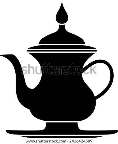 Flat Arab Dallah coffee tea pot silhouette clipart element for traditional holiday festival celebration design