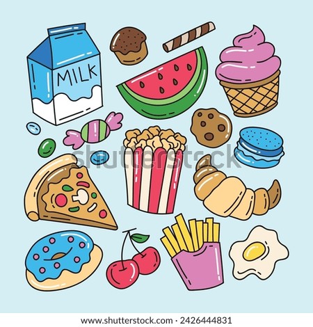 Set of food doodle vector illustration design