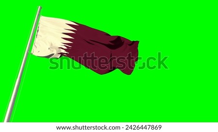 Waving glorious flag of Qatar on green screen, isolated - object 3D rendering