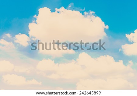 Blue sky clouds background - vintage effect style picture