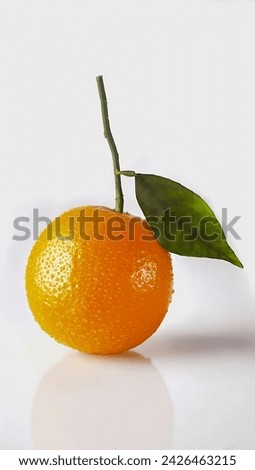 Picture of an orange with bright orange color. Background is white 