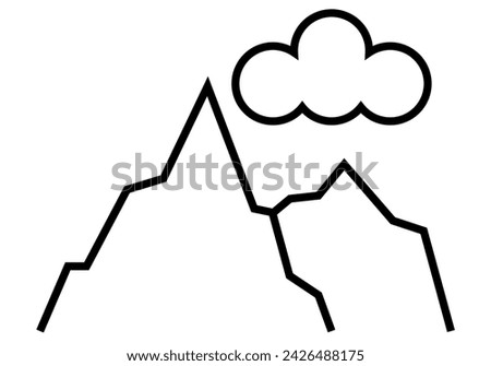 Black icon of mountains with clouds.