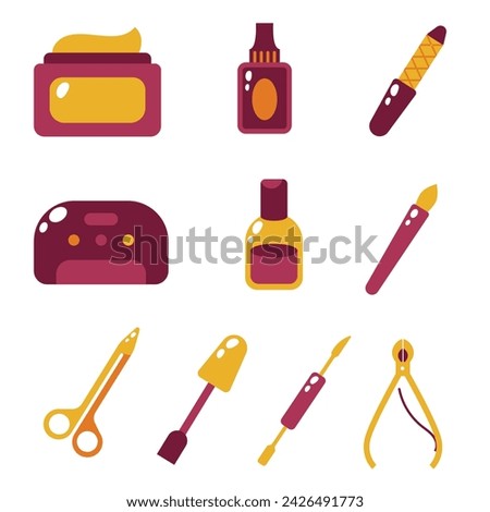 Vector Illustration of Nail Salon Equipment Icons