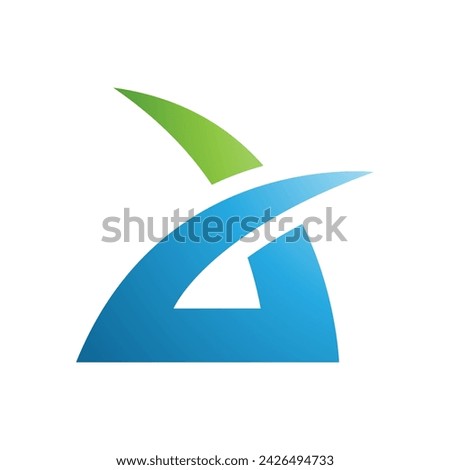 Green and Blue Spiky Grass Shaped Letter A Icon on a White Background