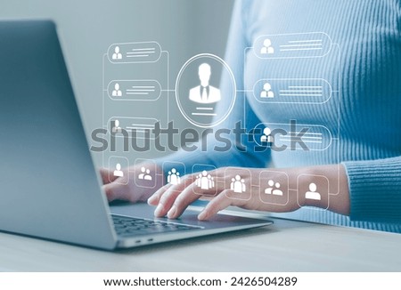 Business process and workflow automation with business hierarchical structure flowcharts. Business management organization in the company A relationship of command or subordination between members. Royalty-Free Stock Photo #2426504289