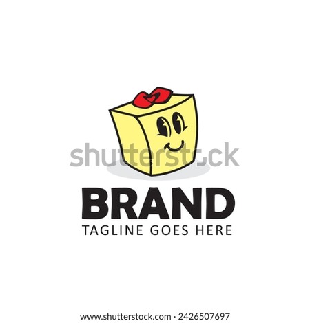 Funny gift box logo design template. 