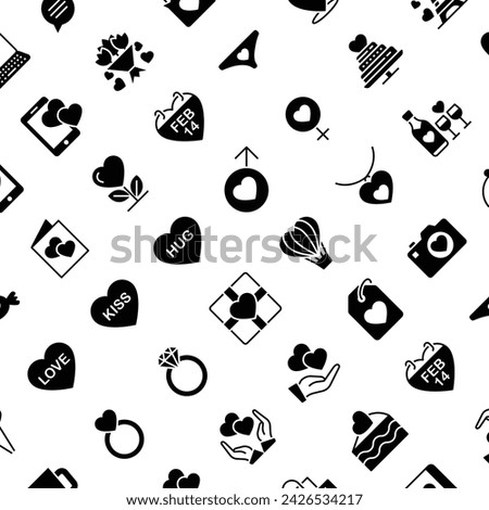Vector Pattern with Valentine's Day, Seamless Background.