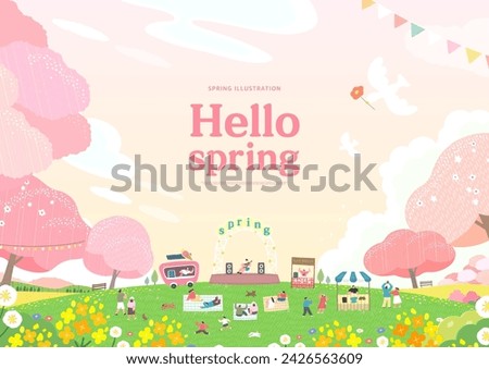 Spring template with beautiful flower. Vector illustration Royalty-Free Stock Photo #2426563609