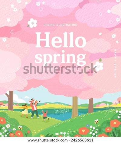 Spring template with beautiful flower. Vector illustration Royalty-Free Stock Photo #2426563611