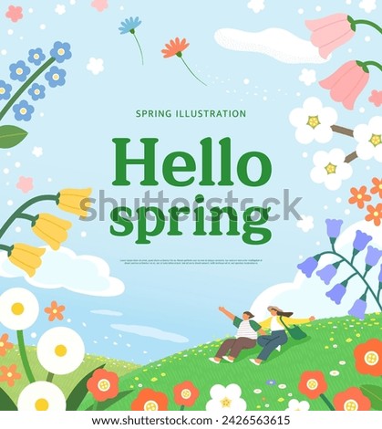 Spring template with beautiful flower. Vector illustration Royalty-Free Stock Photo #2426563615