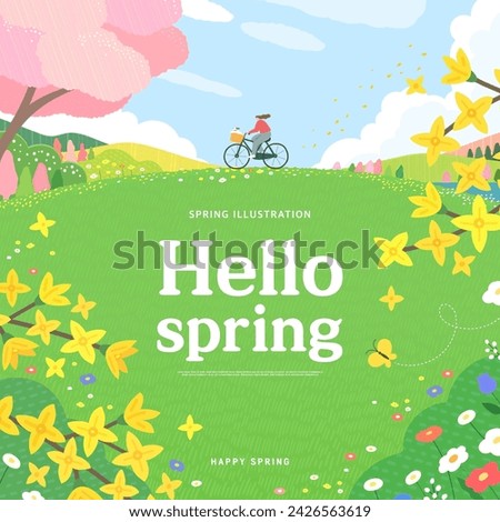 Spring template with beautiful flower. Vector illustration Royalty-Free Stock Photo #2426563619