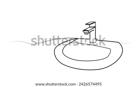 continuous drawing of a sink in one line. vector illustration