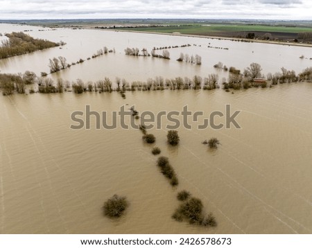 Aerial pictures of the flooding in and around the river Delph at Welney ,the water depth was over 1.27meters across the A1101 road making it completely impassable by road vehicles 