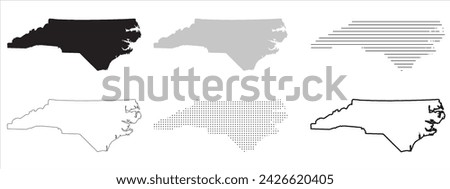 North Carolina State Map Black. North Carolina map silhouette isolated on transparent background. Vector Illustration. Variants. Royalty-Free Stock Photo #2426620405