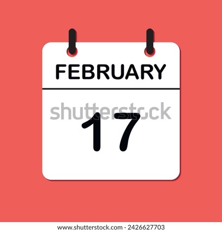 February 17. Daily Calendar icon for design. Simple design for business brochure, flyer, print media, advertisement. Easily editable.