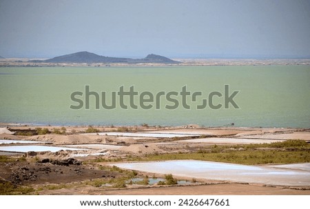 Danakil depression.Salt flats near Lake Afdera in the Afar region