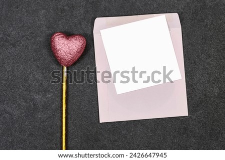Blank greeting card, flyer or invitation card mockup with Valentines or women's day hearts on grunge gray background