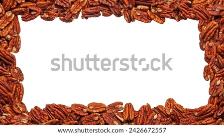 Pecan nuts frame, presentation template with white center, 16:9 aspect ratio Royalty-Free Stock Photo #2426672557