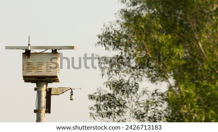 Solar panel box for net lighting in locations where electricity is not available Royalty-Free Stock Photo #2426713183