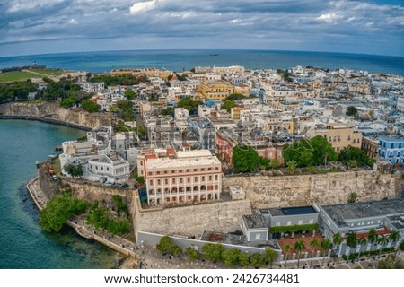 Aerial View of Old San Juan and its many Colorful Buildings Royalty-Free Stock Photo #2426734481