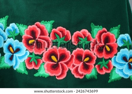 traditional embroidery with flowers in northwest Argentina
