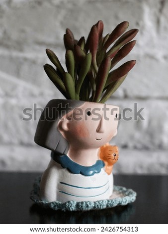 Cute artificial succulent flower vase for home decoration